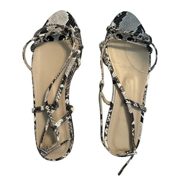 New! Theory Strappy Python-Embossed Leather Sandal Flats