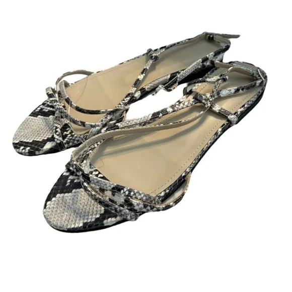 New! Theory Strappy Python-Embossed Leather Sandal Flats