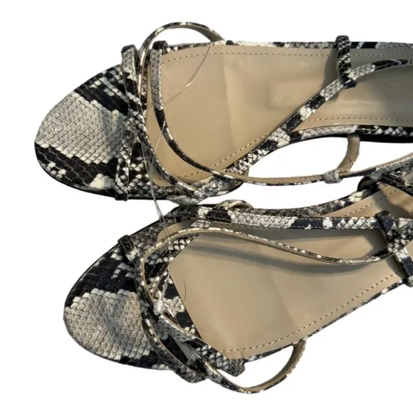 New! Theory Strappy Python-Embossed Leather Sandal Flats
