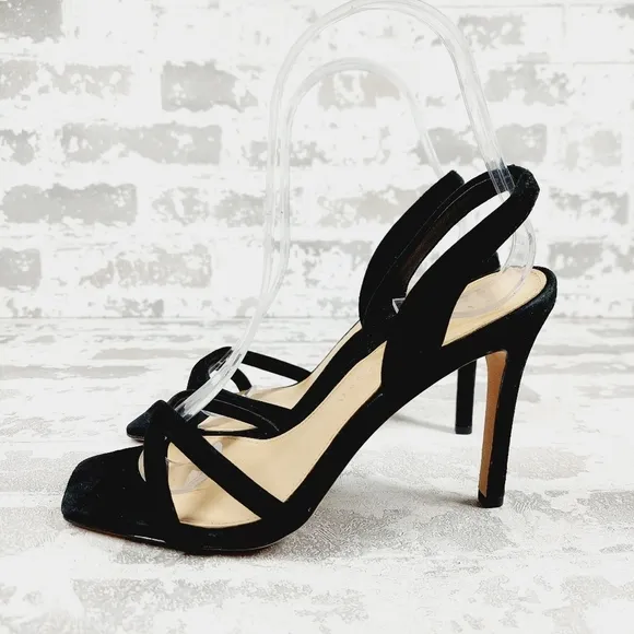 New Veronica Beard Analita Black Suede Slingback Sandals V519