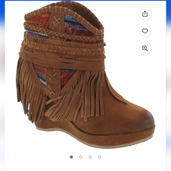 New with box Size 7 Naughty Monkey Canyon Dream heeled fringe ankle boots bootie