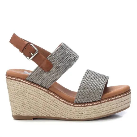 NEW XTI women's jute wedge sandals in silver