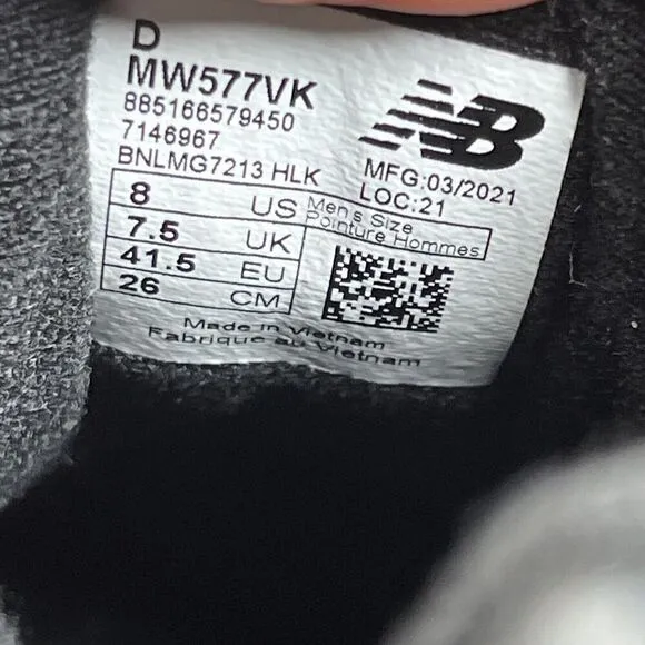 New Balance 577 Mens Size 8 D Black Casual Shoes Sneakers Leather MW577VK NWOB