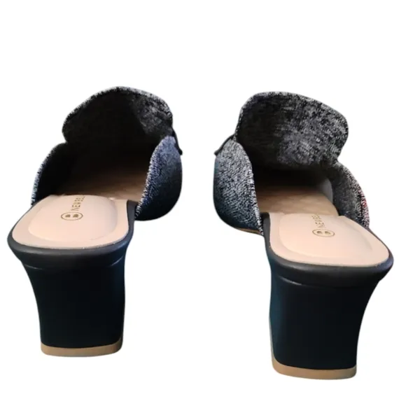 NEWBELLA Mousse Fit Women Heeled Mules Knit Pointed Toe - Shoe Size 11 Gray