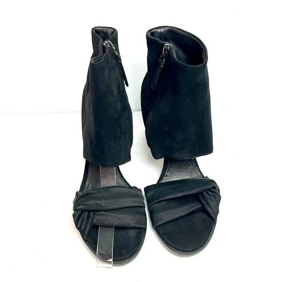 New Zero   Maria Cornejo Black Open Toe Bootie Black Suede Heels Shoes Italy 37