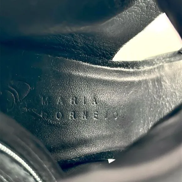 New Zero   Maria Cornejo Black Open Toe Bootie Black Suede Heels Shoes Italy 37