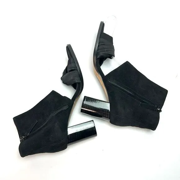 New Zero   Maria Cornejo Black Open Toe Bootie Black Suede Heels Shoes Italy 37