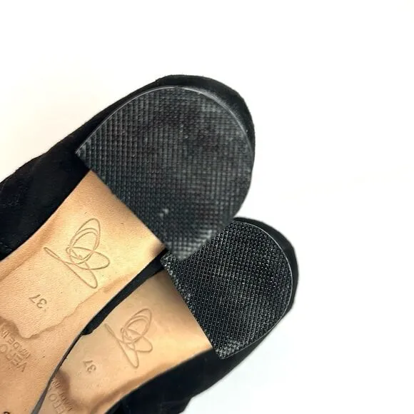 New Zero   Maria Cornejo Black Open Toe Bootie Black Suede Heels Shoes Italy 37