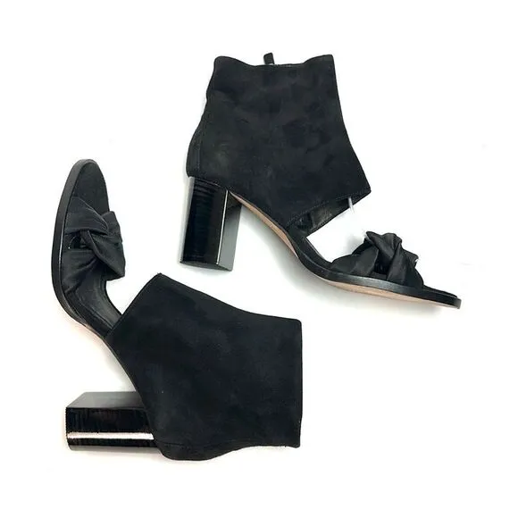 New Zero   Maria Cornejo Black Open Toe Bootie Black Suede Heels Shoes Italy 37