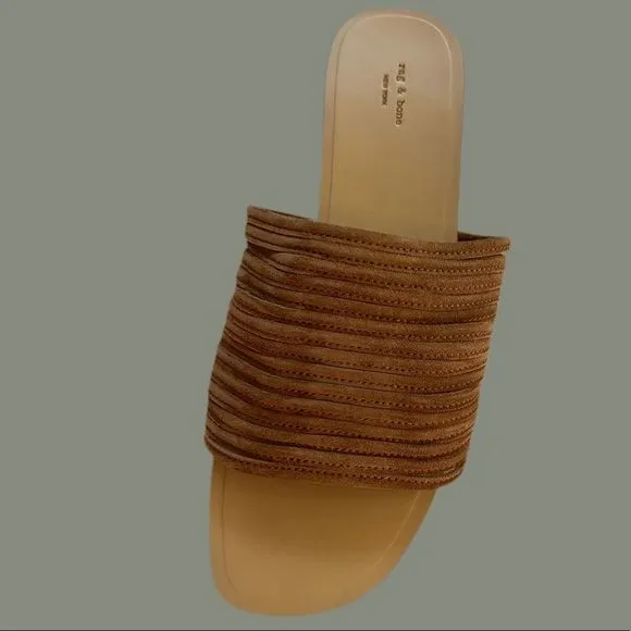 NIB $295 rag &amp; bone | Cameron | Suede Sandals in Camel 10 | Fit Like 8.5