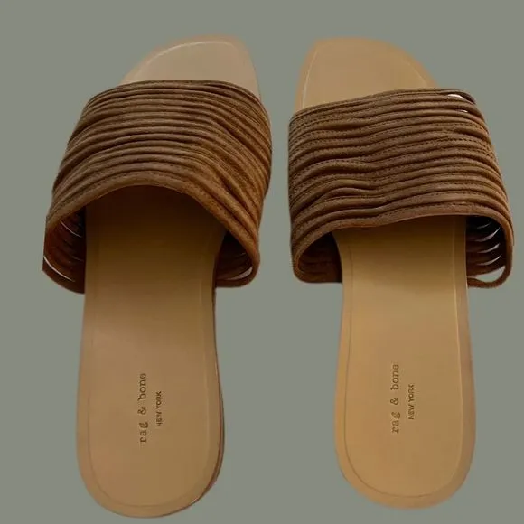 NIB $295 rag &amp; bone | Cameron | Suede Sandals in Camel 10 | Fit Like 8.5