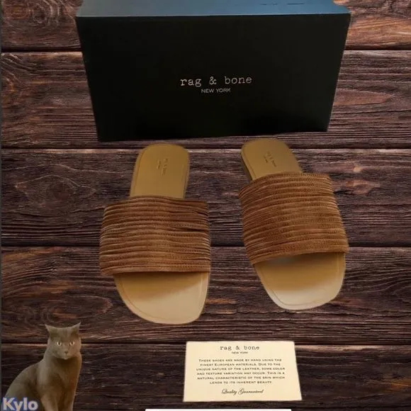 NIB $295 rag &amp; bone | Cameron | Suede Sandals in Camel 10 | Fit Like 8.5