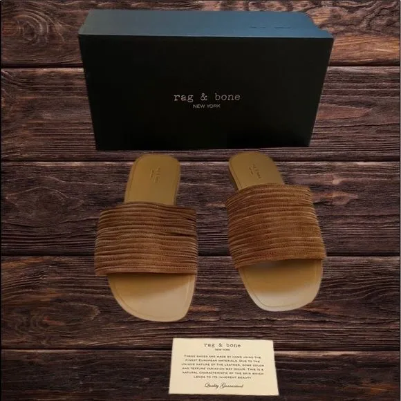 NIB $295 rag &amp; bone | Cameron | Suede Sandals in Camel 10 | Fit Like 8.5