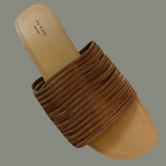 NIB $295 rag &amp; bone | Cameron | Suede Sandals in Camel 10 | Fit Like 8.5