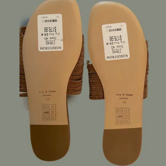 NIB $295 rag &amp; bone | Cameron | Suede Sandals in Camel 10 | Fit Like 8.5