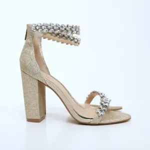 NIB Badgley Mischka Mayra Sparkling Crystal Glitter Detail Evening Sandals