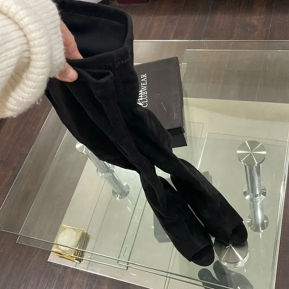 NIB Over the Knee THIGH HIGH 5” Boots in black softest velvet suede fabric WIDE