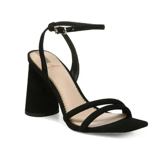 NIB SAM EDELMAN KIA women’s  Suede, ankle strap  square toe heel 4” heel, SZ…