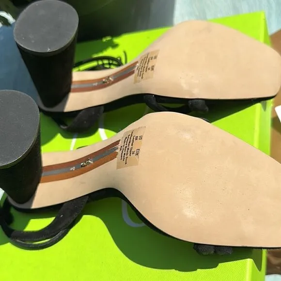 NIB SAM EDELMAN KIA women’s  Suede, ankle strap  square toe heel 4” heel, SZ…