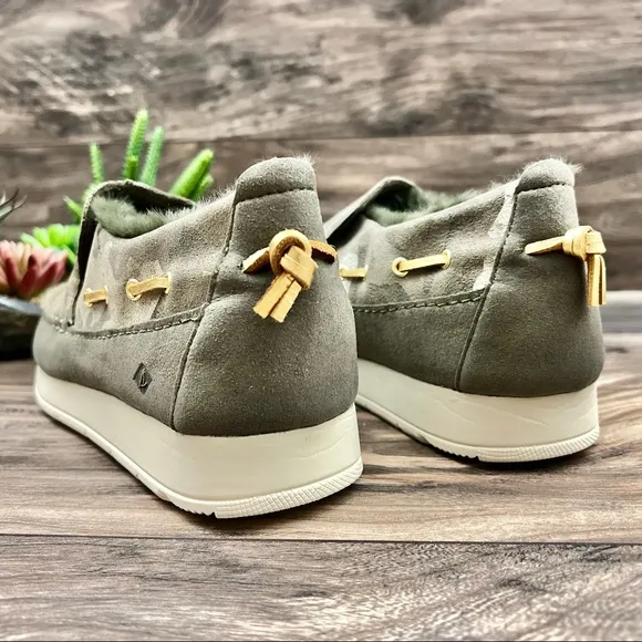 NIB Sperry Moc Sider Metallic Camo Indoor Outdoor Moc Sneakers Faux Fur 9M 40