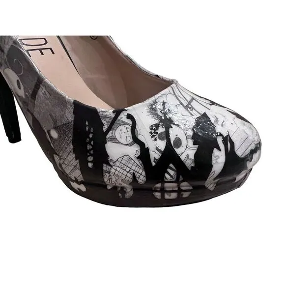 Nightmare Before Christmas Heels (Jack Skellington Pumps) US Size 8 UK 6 Custom