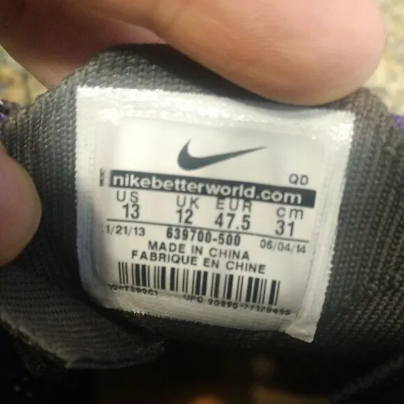 Nike 639700-500 Grape Men's Free Flyknit Chukka Running Shoes Size US 13