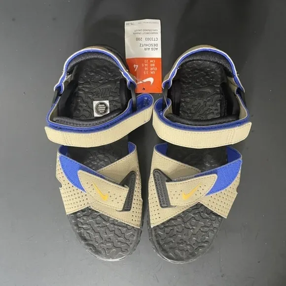Nike ACG Deschutz Size 5.5 W Khaki Blue Orange Outdoor Sandals Shoes CT3303-200