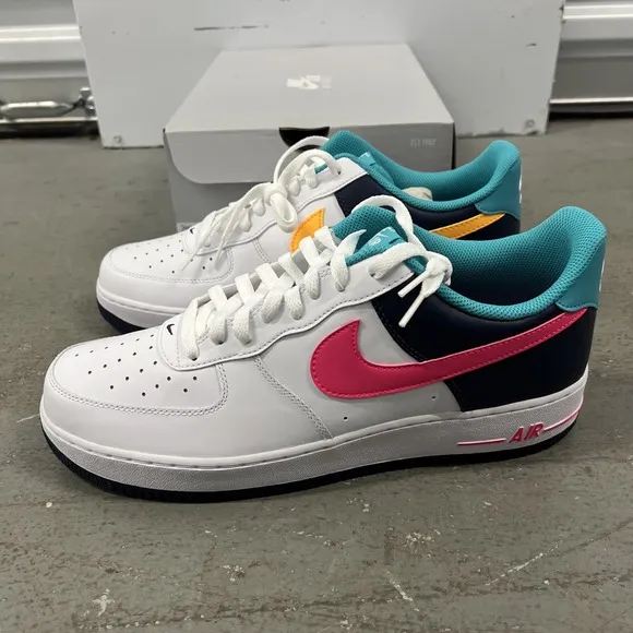 Nike Air Force 1 '07 Shoes White Thunder Blue Pink HF4849-100 Men Size 9