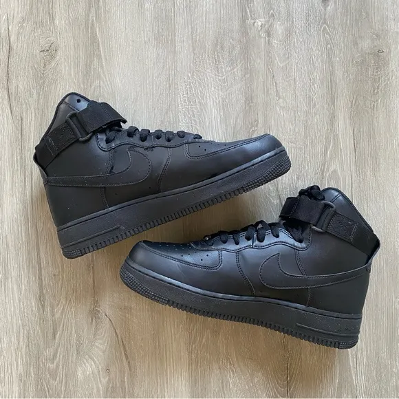 Nike Air Force 1 High Triple Black Basketball Shoes Men's Sneakers 9.5