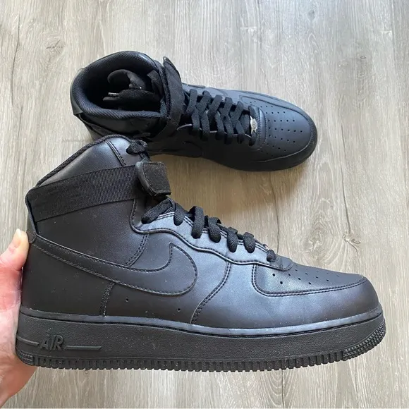 Nike Air Force 1 High Triple Black Basketball Shoes Men's Sneakers 9.5