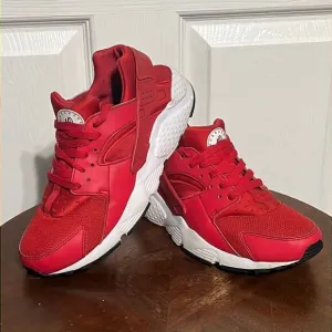 🔥🔥NIKE AIR HUARACHE Run - Red - Good Condition - Big Boys 7Y / Women Sz 8.5 🔥
