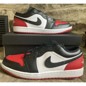 Nike Air Jordan 1 Low Bred Toe 2.0 Black Red Shoes Men Size 11.5 New