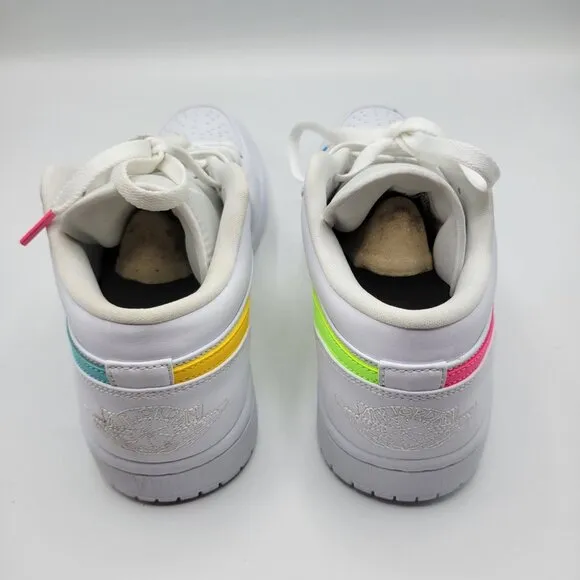Nike Air Jordan 1 Low Men Size 10 CW7033-100 White Multicolor Swoosh Shoes