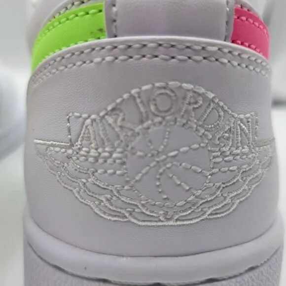 Nike Air Jordan 1 Low Men Size 10 CW7033-100 White Multicolor Swoosh Shoes