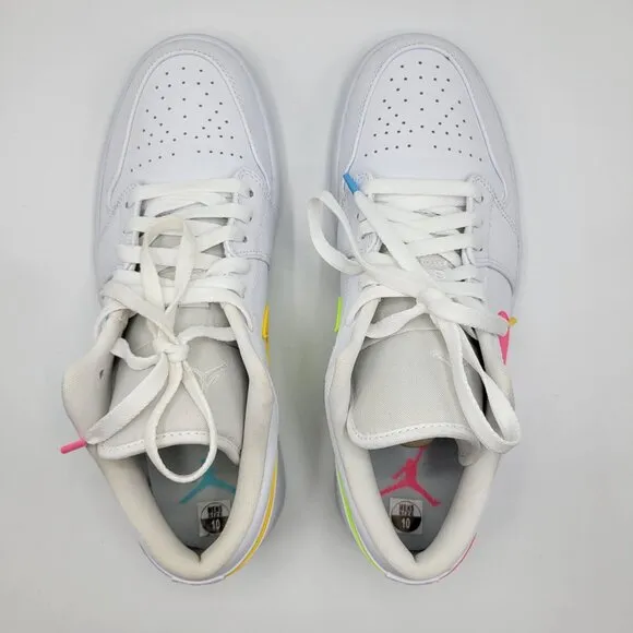 Nike Air Jordan 1 Low Men Size 10 CW7033-100 White Multicolor Swoosh Shoes