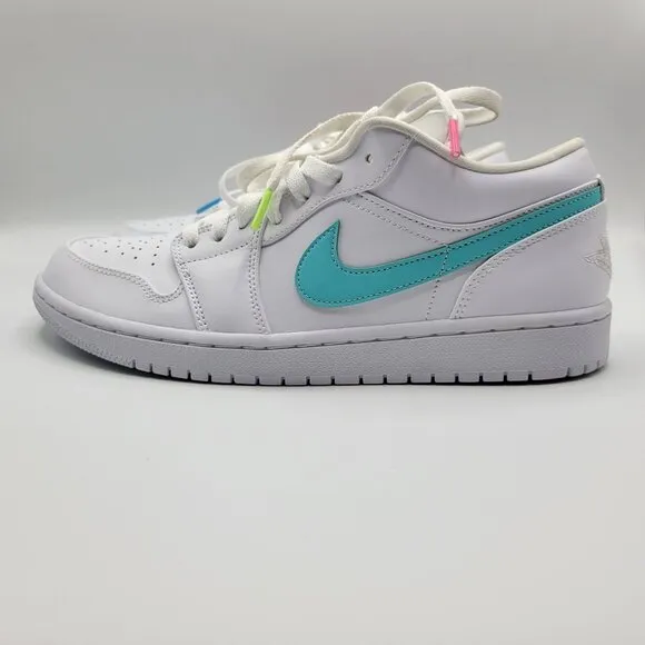 Nike Air Jordan 1 Low Men Size 10 CW7033-100 White Multicolor Swoosh Shoes