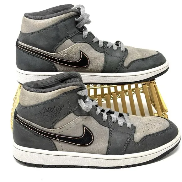 Nike Air Jordan 1 Mid SE Night Stadium Gray Shoes Mens FQ8338-017 Sz 9.5