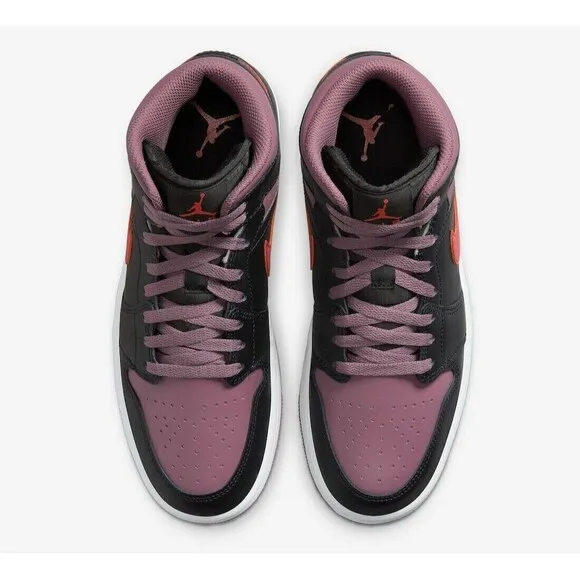Nike Air Jordan 1 Mid Shoes Sky J Mauve Black Orange Men Size 10.5 FB9911-008