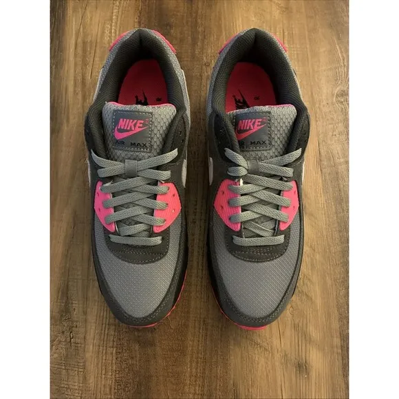 Nike Air Max 90 Men Size 9 Black Grey Hyper Pink Shoes DM0029-010 New