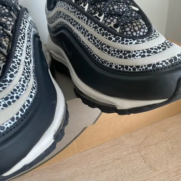 Nike Air Max 97 Shoes Women 9.5 Black White Special Edition SE Safari - SZ 7