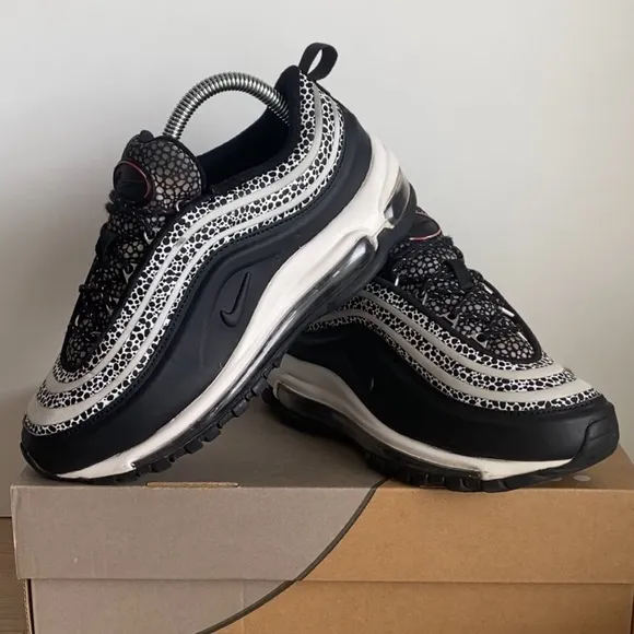 Nike Air Max 97 Shoes Women 9.5 Black White Special Edition SE Safari - SZ 7