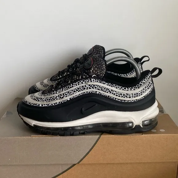 Nike Air Max 97 Shoes Women 9.5 Black White Special Edition SE Safari - SZ 7