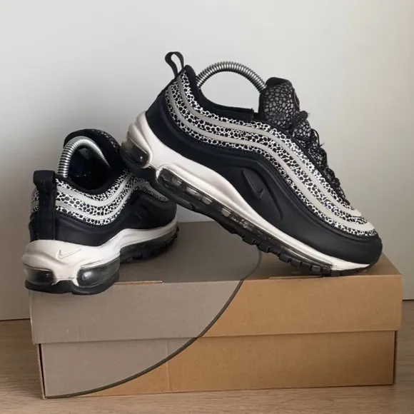 Nike Air Max 97 Shoes Women 9.5 Black White Special Edition SE Safari - SZ 7