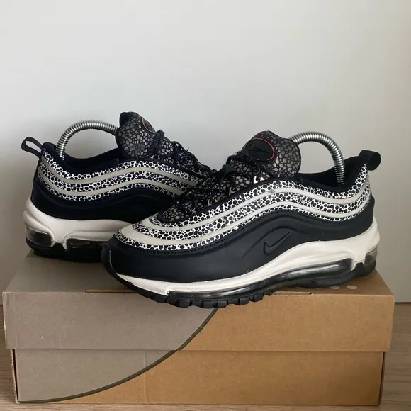 Nike Air Max 97 Shoes Women 9.5 Black White Special Edition SE Safari - SZ 7