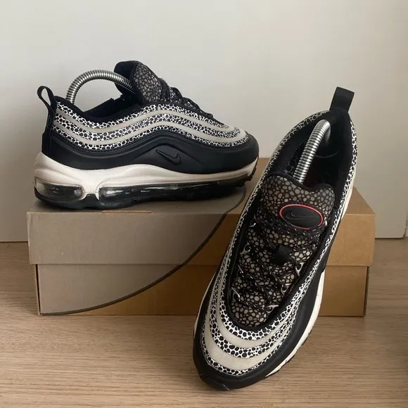 Nike Air Max 97 Shoes Women 9.5 Black White Special Edition SE Safari - SZ 7