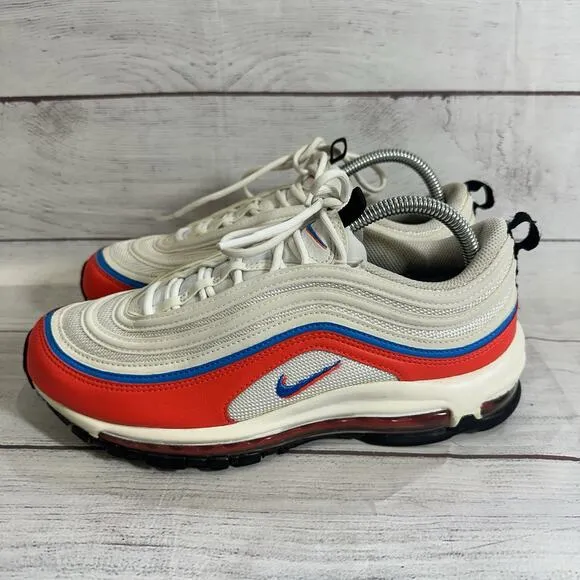 Nike Air Max 97 Shoes Women 9.5 Double Swoosh 2022 DV2222 100 Red Blue White