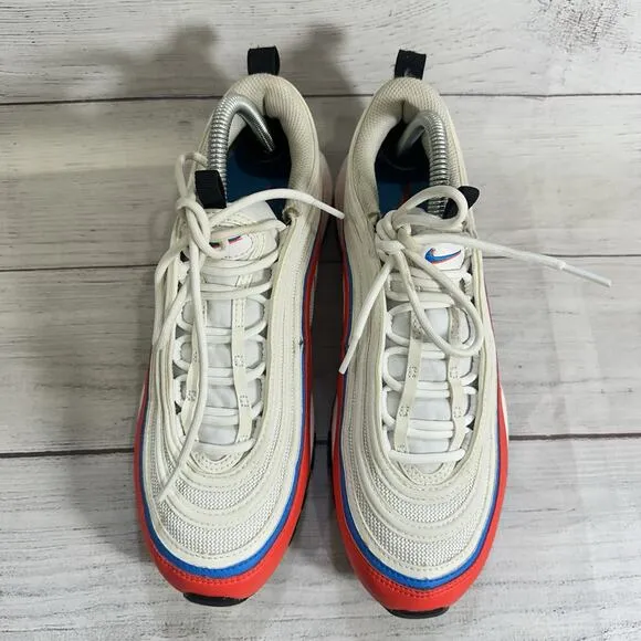 Nike Air Max 97 Shoes Women 9.5 Double Swoosh 2022 DV2222 100 Red Blue White