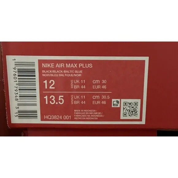 Nike Air Max Plus 'Shark Attack' Men Size 12 Blue Black Shoes HQ3824-001