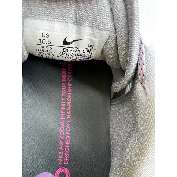 Nike Air Zoom Infinity Tour Next% Gray/Pink Golf Shoes DC5221-060 Men 10.5 NEW🛒