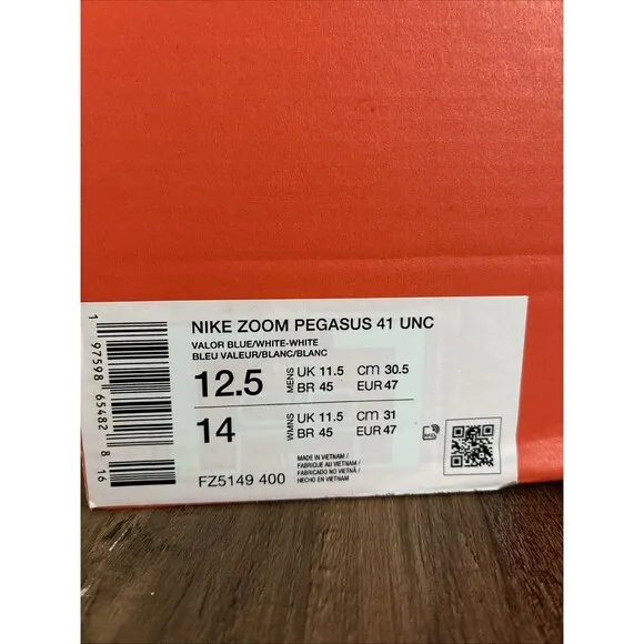 Nike Air Zoom Pegasus 41 Men Size 12.5 UNC Tarheels Blue White Running Shoes